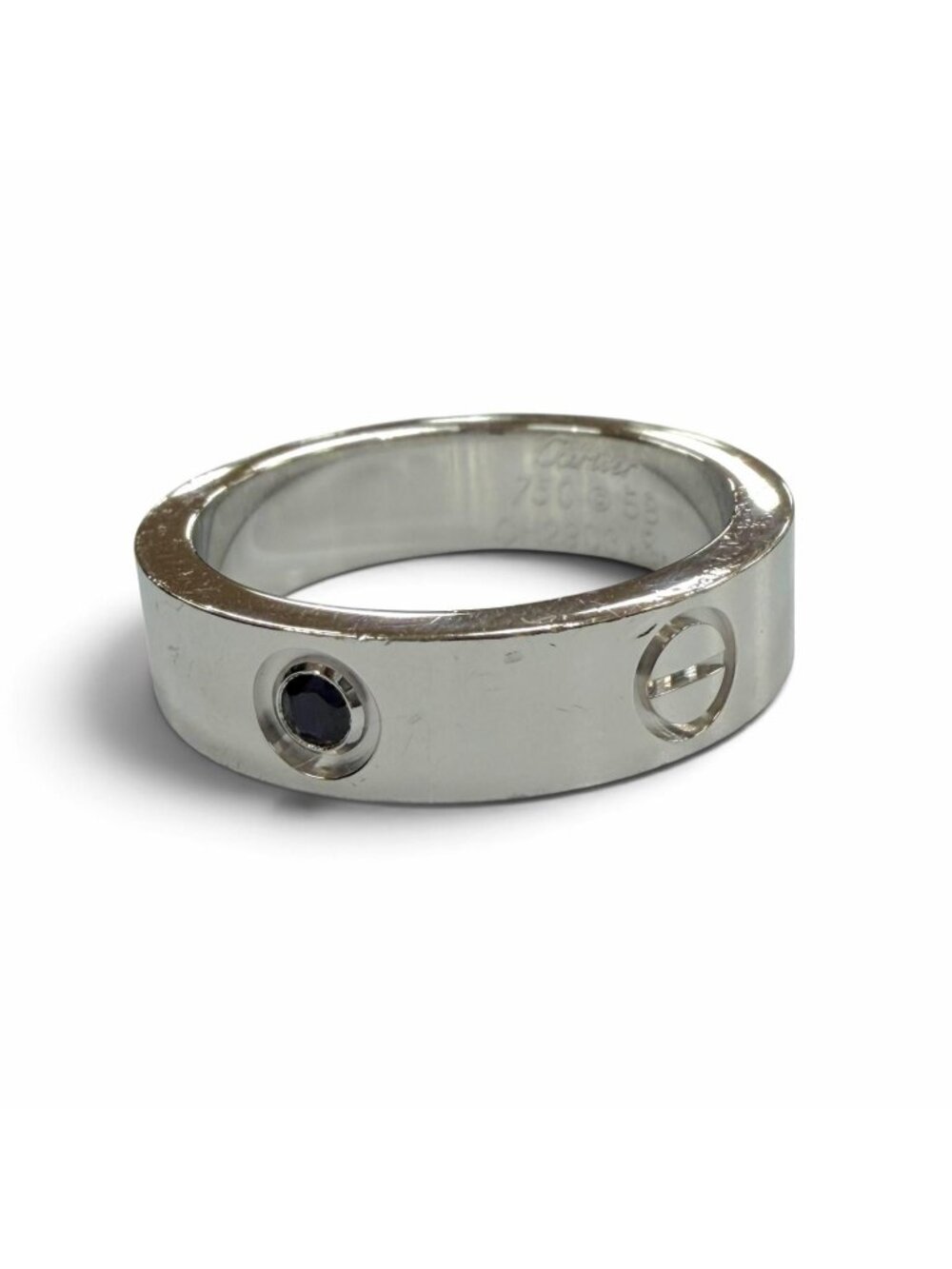 Cartier Love 750 Black Sapphire Ring Silver 58 JP